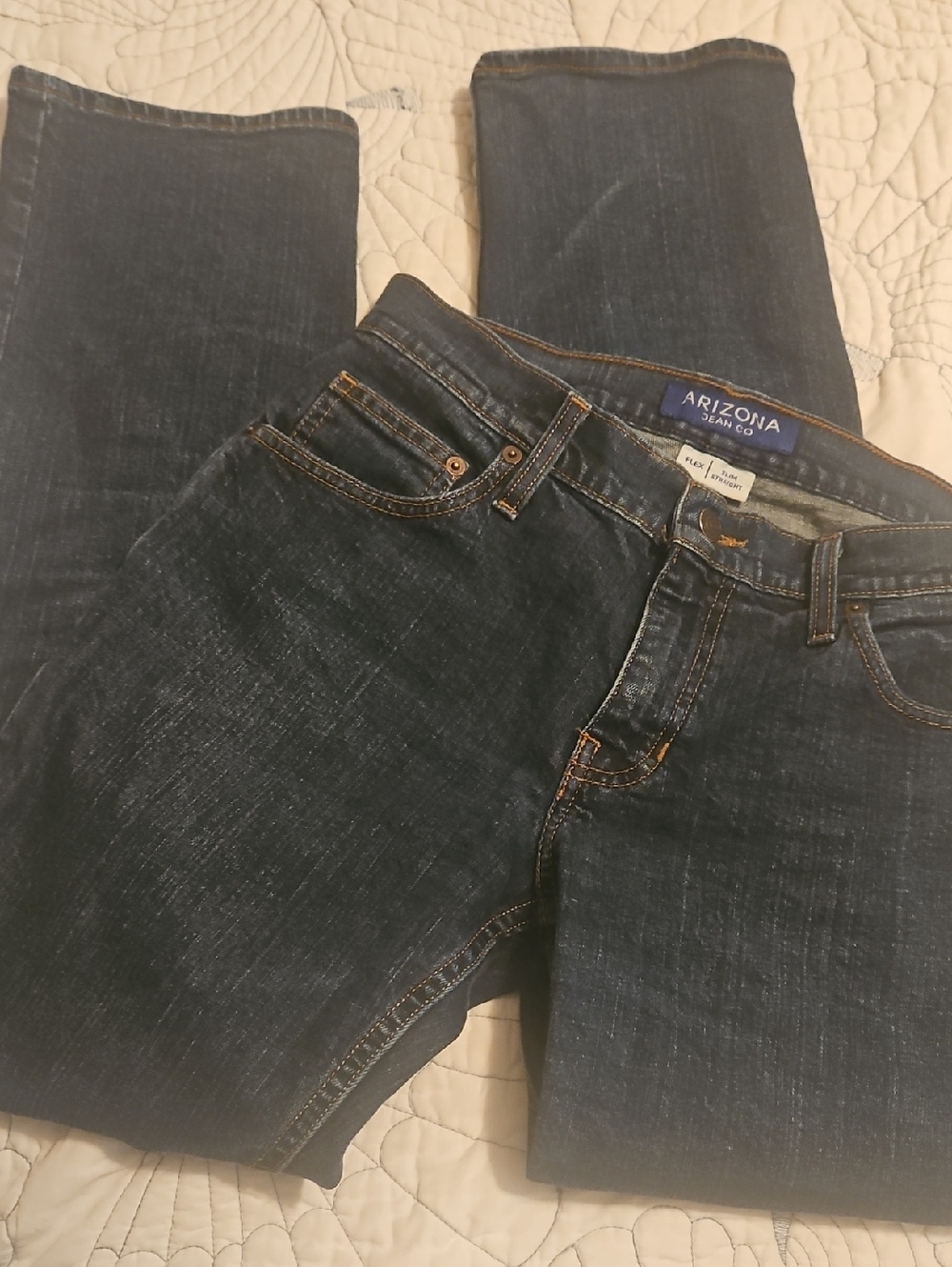 Arizona Jean Company Women's Straight Leg Jeans - Dark Blue 30 X 30